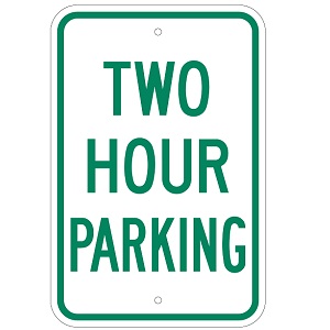 Aluminum Two Hour Parking Sign